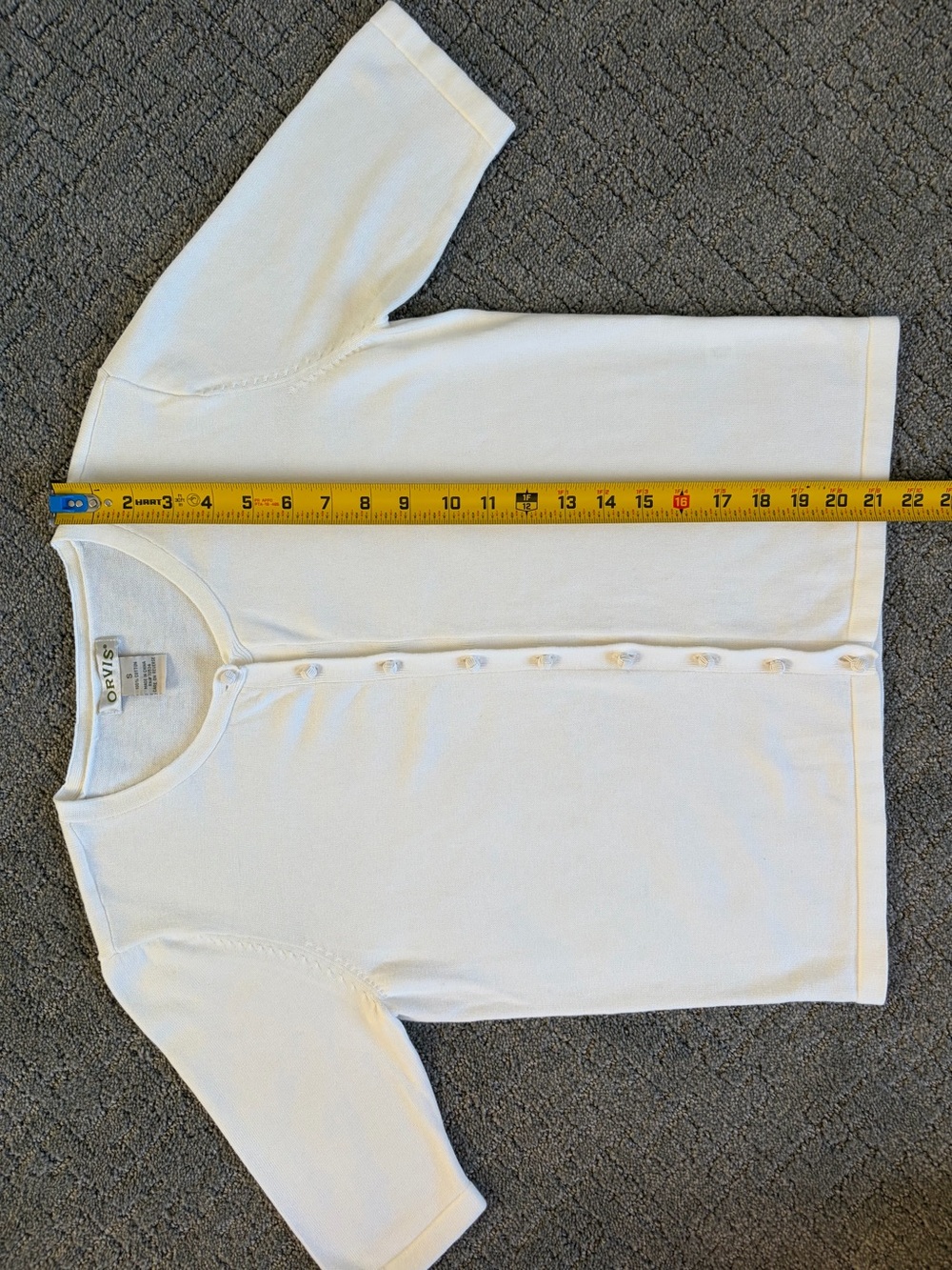 Orvis White Short-Sleeve Knit Button Up Cardigan Woman’s Sz Small 100% Cotton - Picture 5 of 7